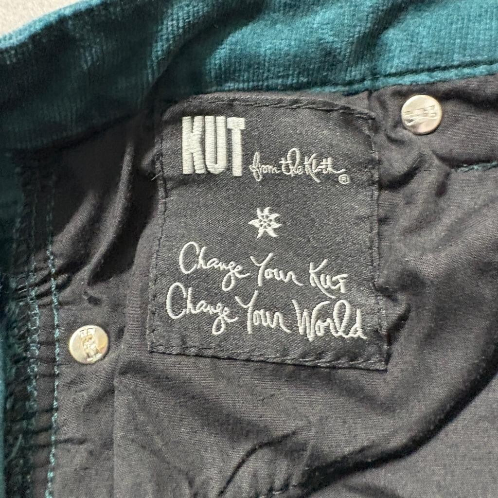 Kut from the Kloth Corduroy Pants Womens Size 6 Green Bootcut Stretch Cord