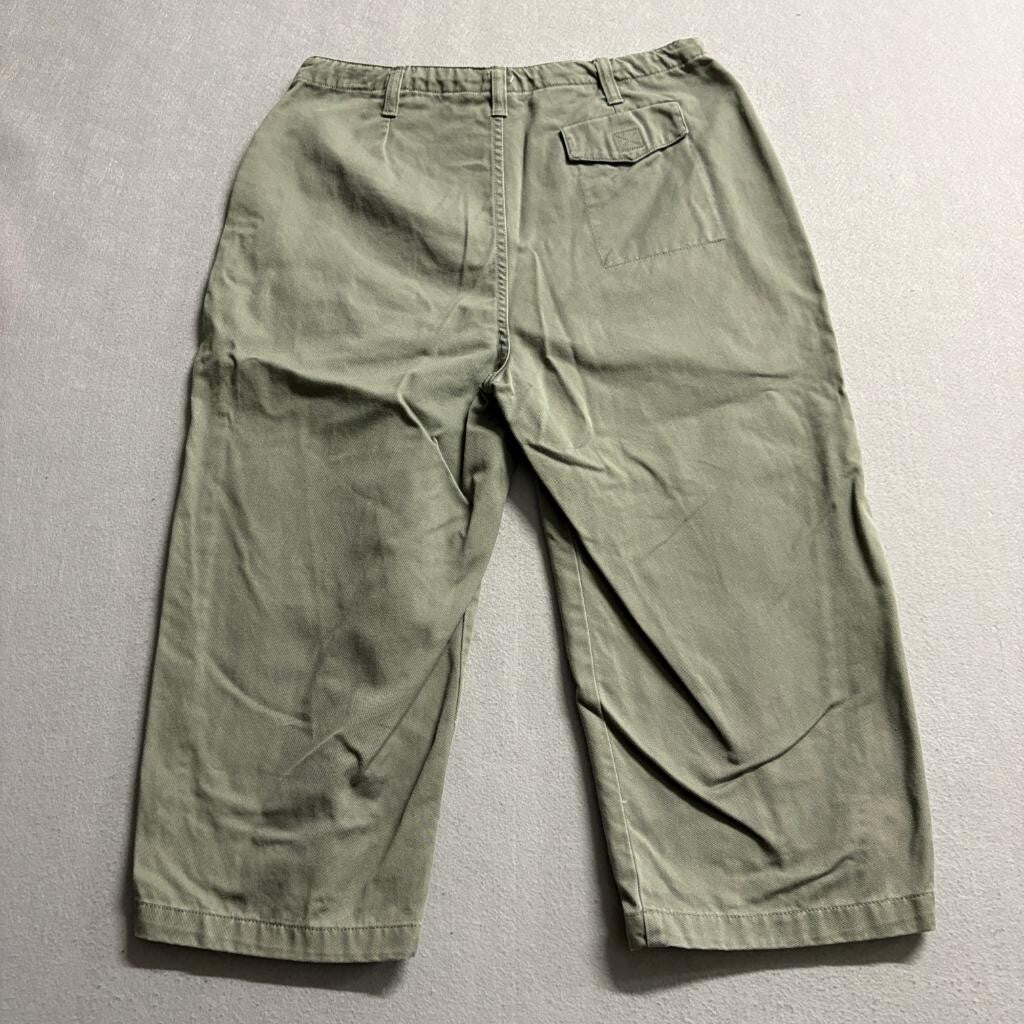 Cherokee Utility Crop Pants Womens Size 12 Green Cotton Cargo Capris Hook Loop
