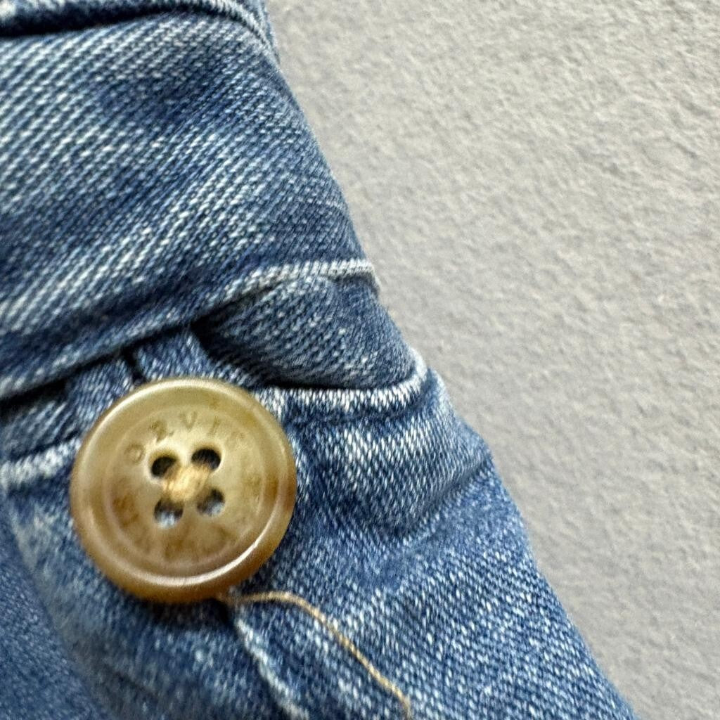 Orvis Womens Denim Cargo Pants Size 10 Blue 100% Cotton Wide Leg Utility Jeans