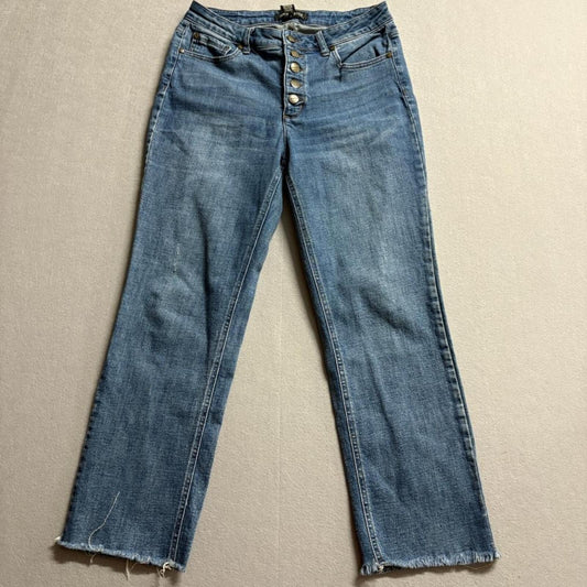 Sound Style Jeans Womens Size 6 Blue Denim Button Fly Raw Hem Straight Leg