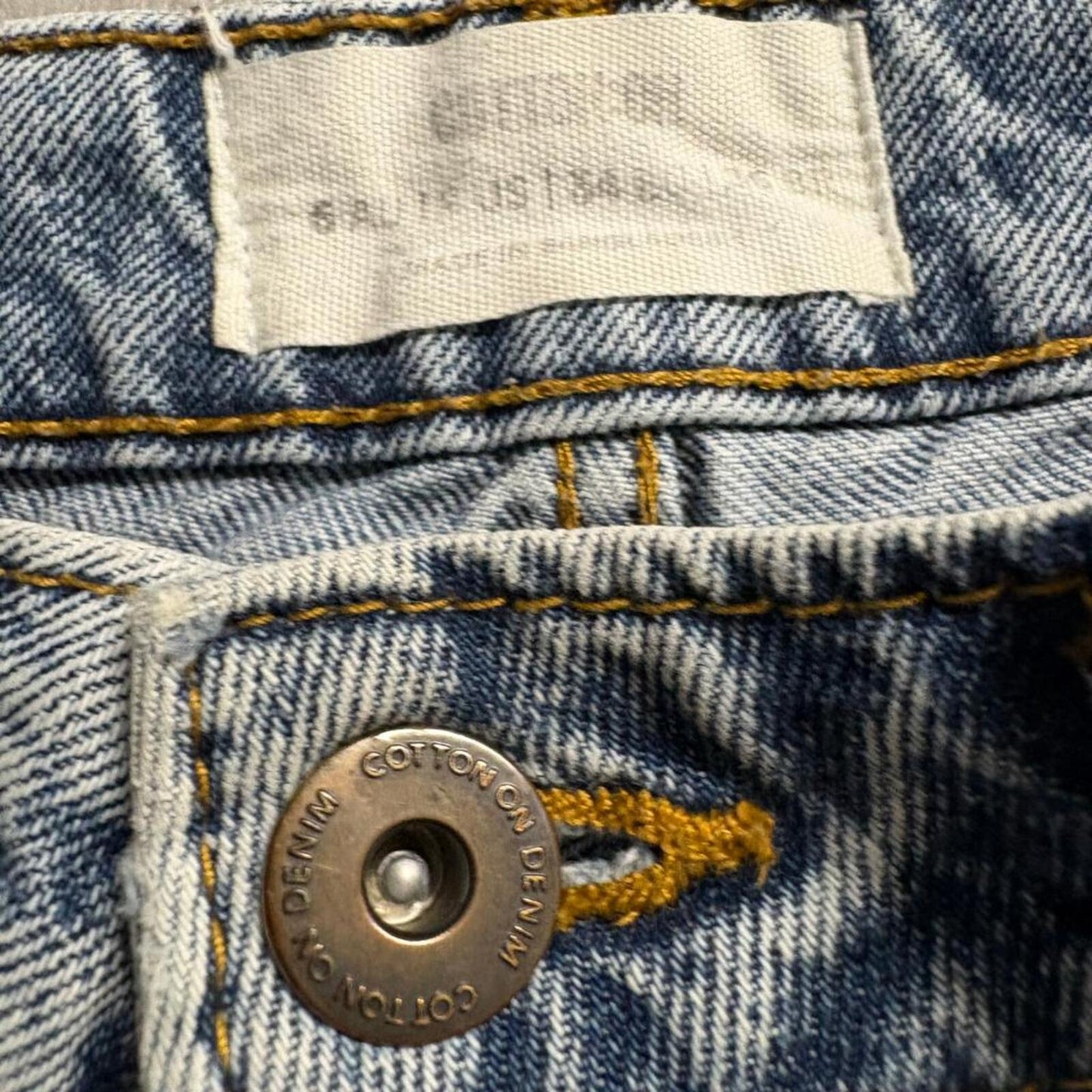 Cotton On Long Straight Leg Jeans Womens US 4 Blue Acid Wash Distressed Ripped