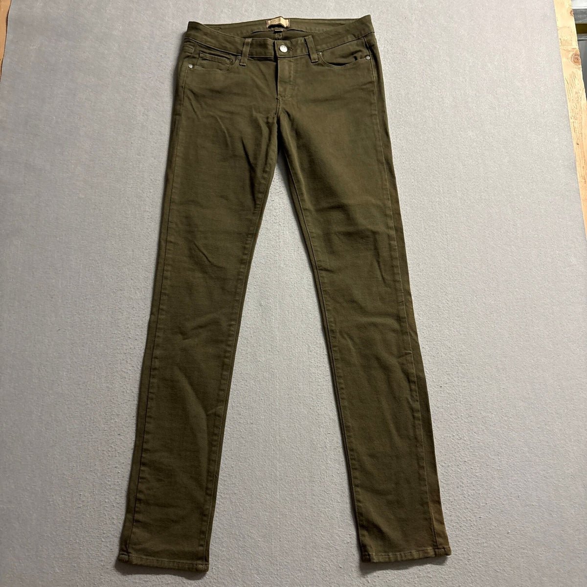 Paige Denim Peg Skinny Jeans Womens 28 Olive Green Stretch Made in USA