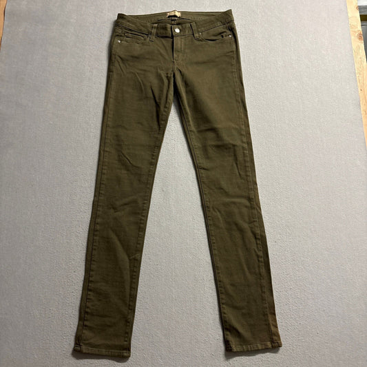 Paige Denim Peg Skinny Jeans Womens 28 Olive Green Stretch Made in USA
