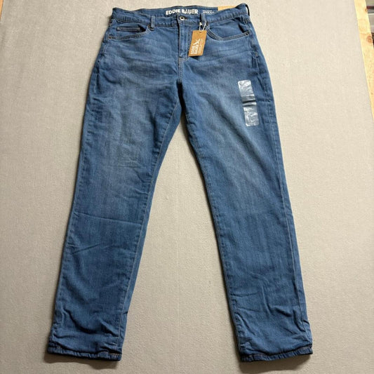 Eddie Bauer Flannel Lined Jeans Womens 10 Blue Boyfriend Midrise Slim NWT