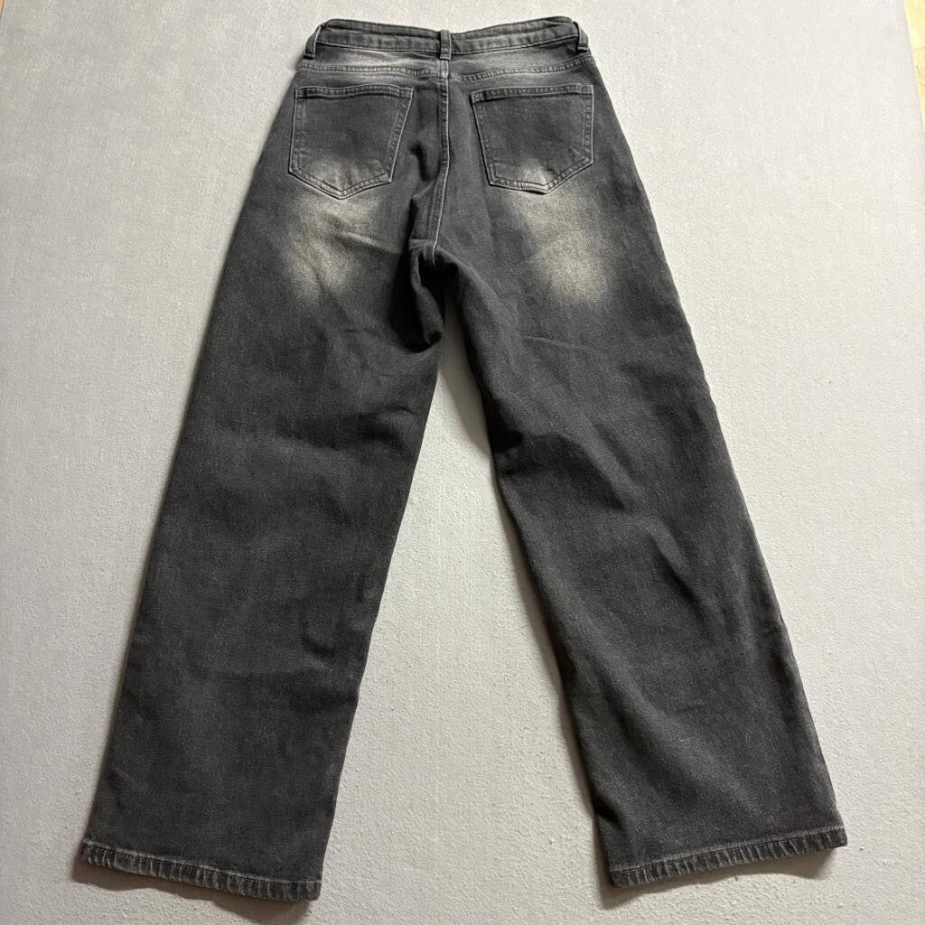 S-Bin Jeans Womens Small Gray Acid Wash Wide Leg High Rise Denim Pants