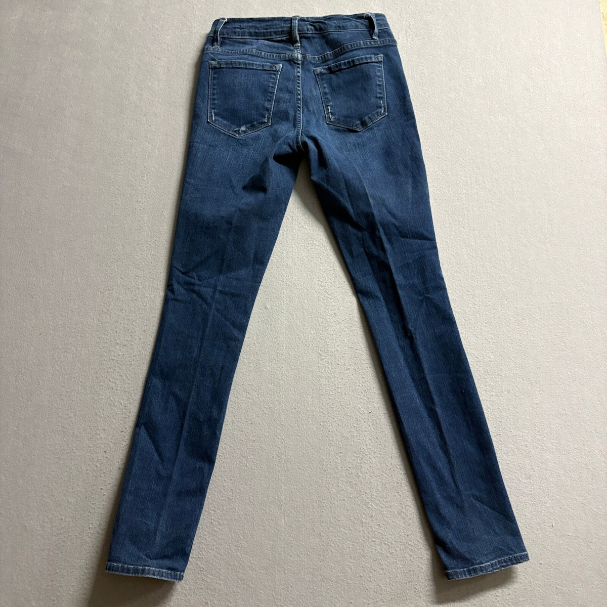 Frame Denim Le Skinny de Jeanne Jeans Womens 24 Distressed Ripped Blue Stretch