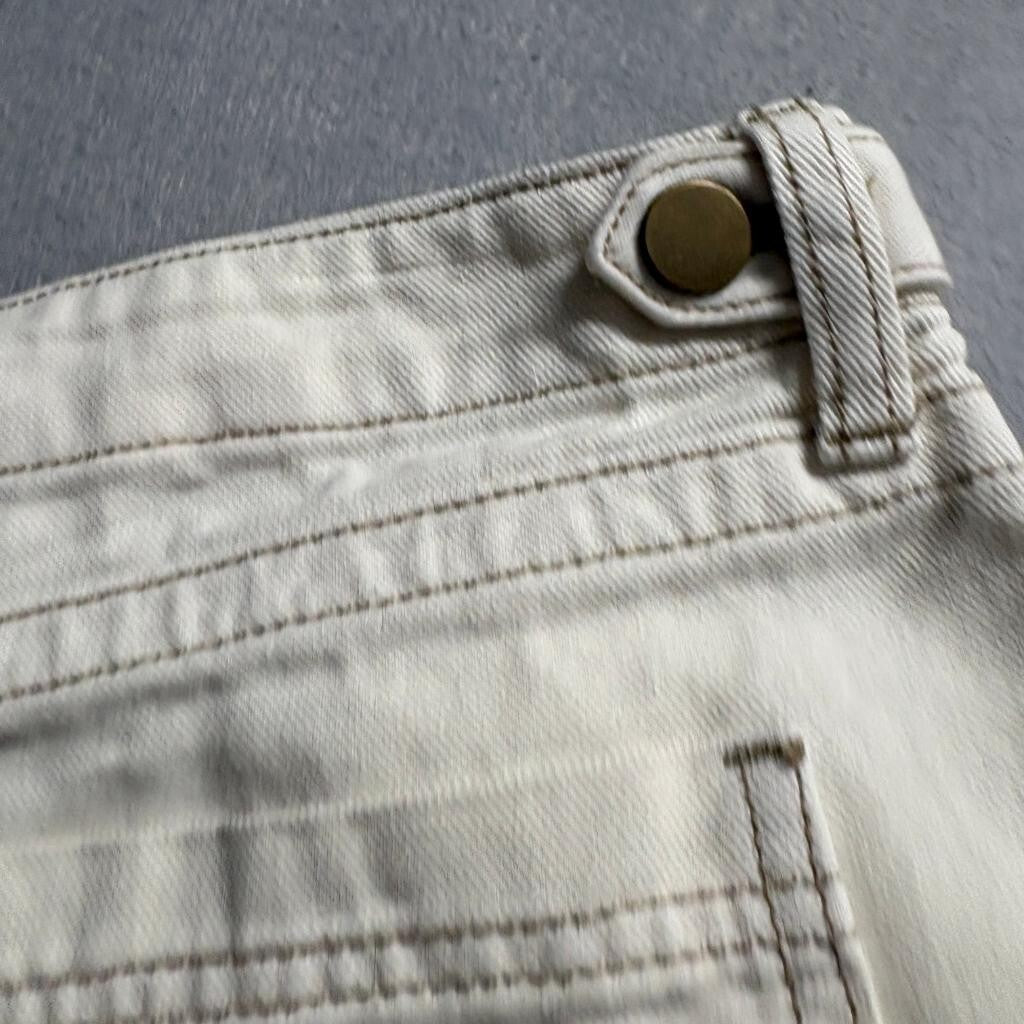 Fashion Nova Carpenter Pants Womens 13 Cream Beige Denim Utility Cargo Wide Leg