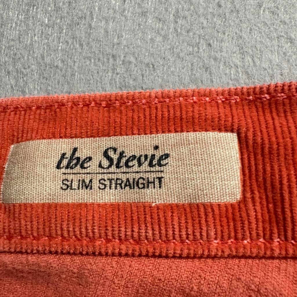 AG Adriano Goldschmied The Stevie Corduroy Pants Womens 29R Orange Slim Straight