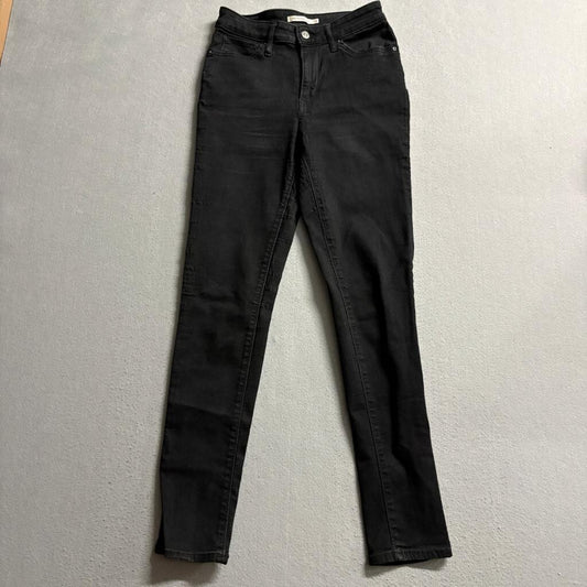 Levi's 721 High Rise Skinny Jeans Womens 28x30 Black Denim Stretch