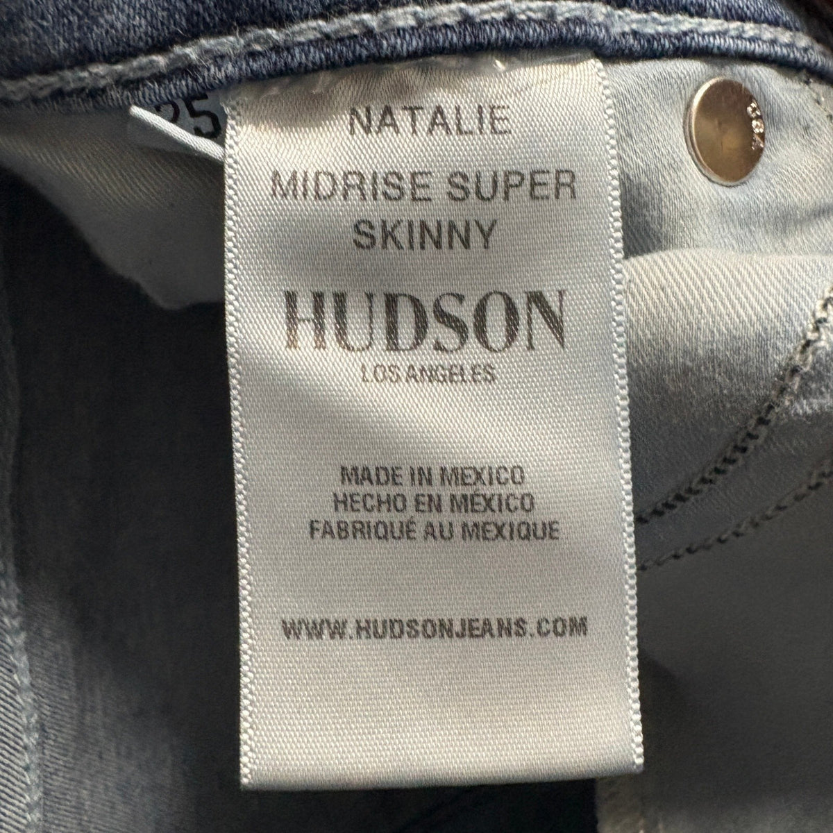 Hudson Natalie Midrise Super Skinny Jeans Womens Size 25 Blue Denim Stretch