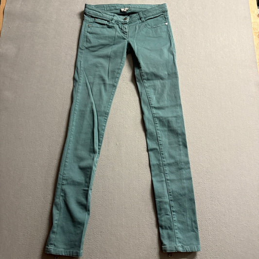 Loiza Patrizia Pepe Skinny Jeans Womens 26 Green Stretch Denim Ankle Zip