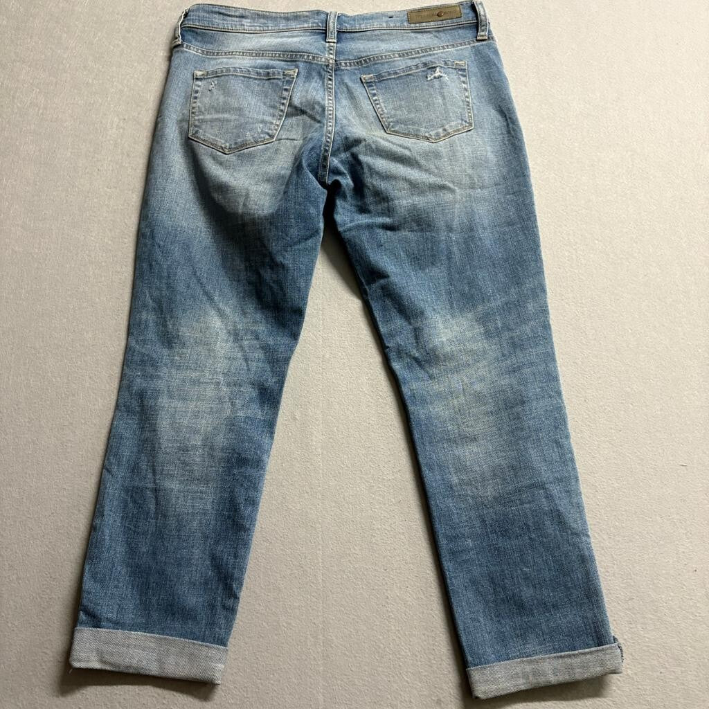 Treasure & Bond Boyfriend Jeans Womens 28 Distressed Cuffed Blue Denim