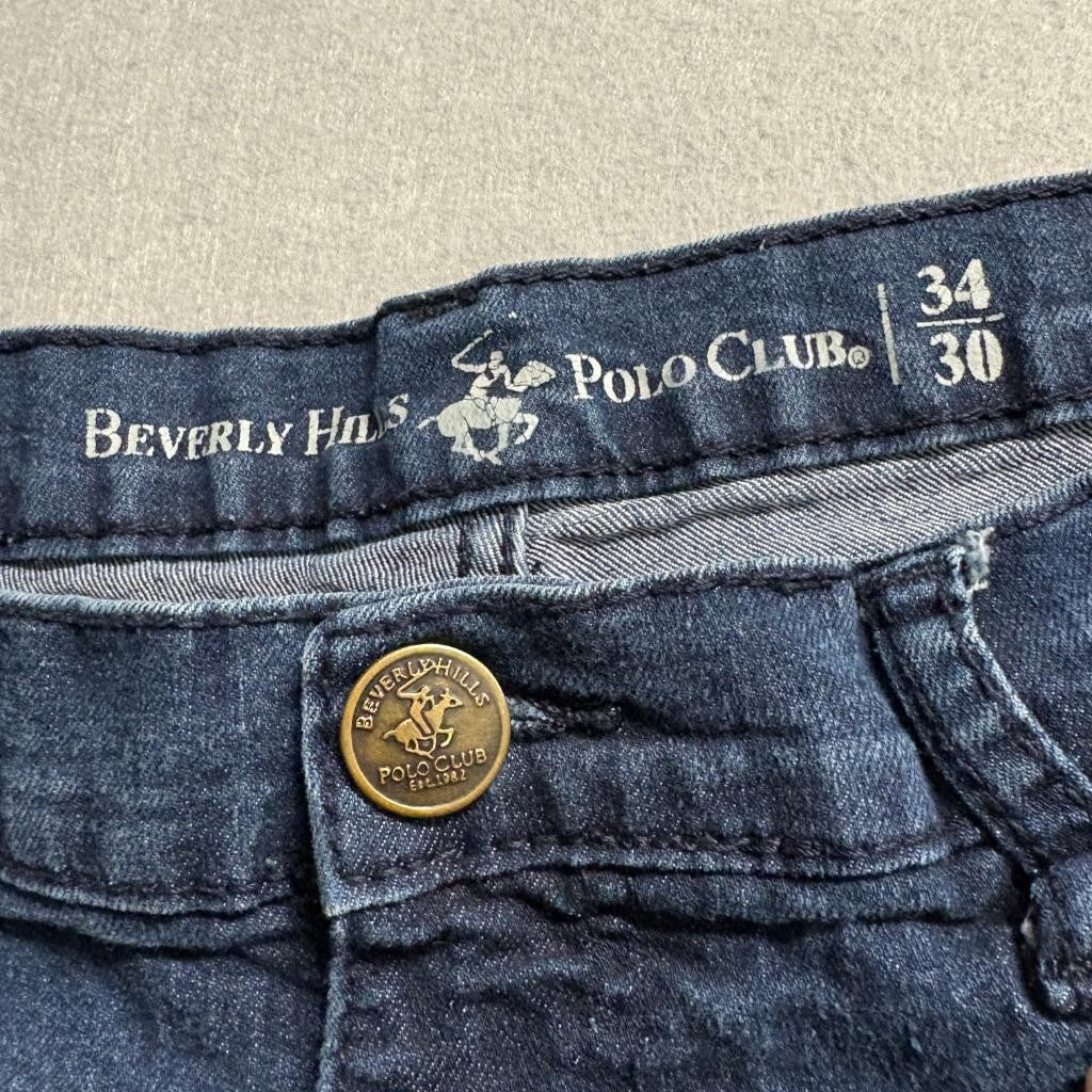 Beverly Hills Polo Club Jeans Mens 34x30 Blue Denim Stretch Straight Leg