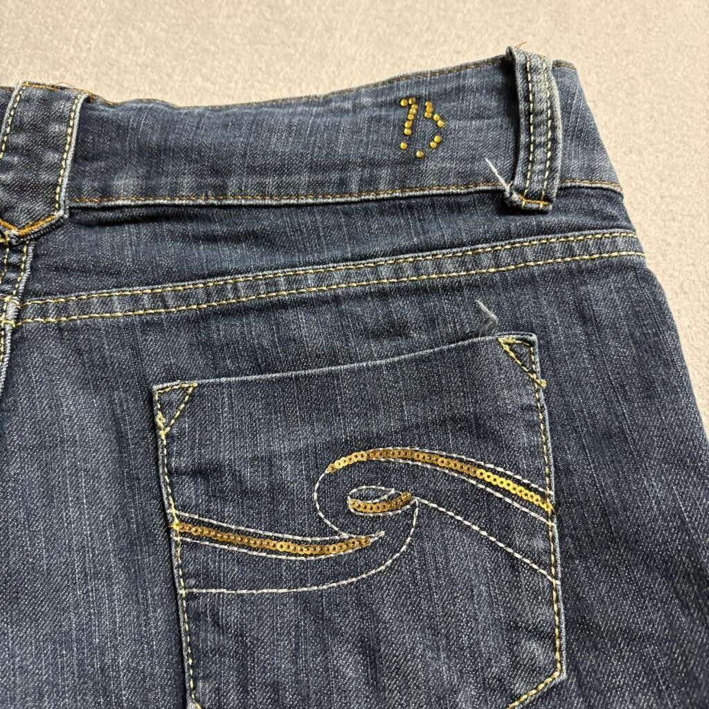 Botin Jeans Company Womens Size 9 Blue Denim Skinny Jeans Sequin Pockets Stretch