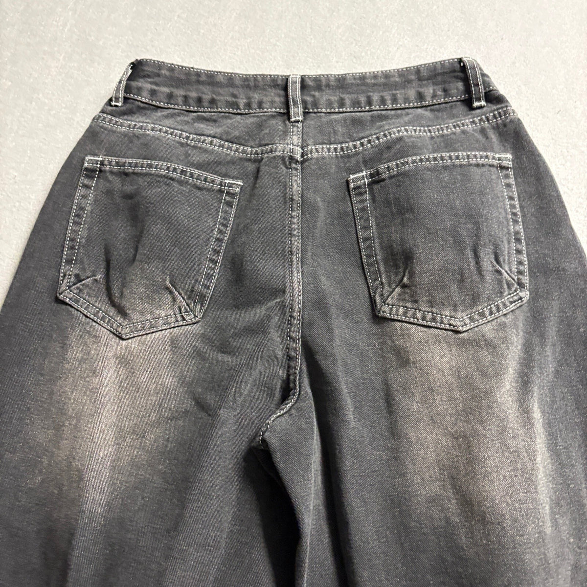 NVFelix Wide Leg Jeans Womens Medium Black Acid Wash High Rise Denim