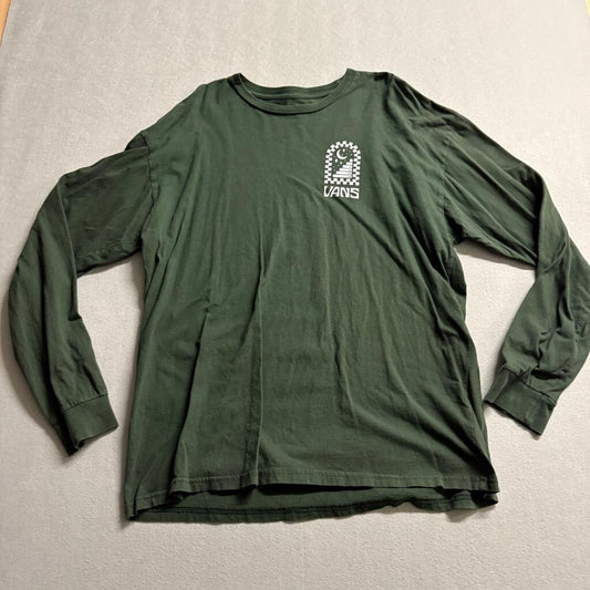 Vans Takin the High Road Long Sleeve Shirt Mens XL Green Graphic Skate T-Shirt