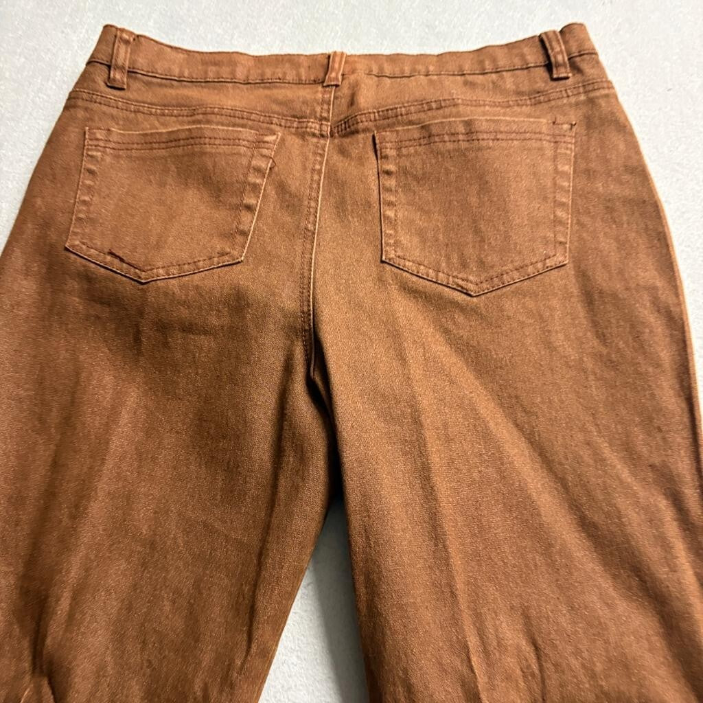 DG2 by Diane Gilman Studded Jeans Womens 12 Brown Stretch Denim Bootcut Flared