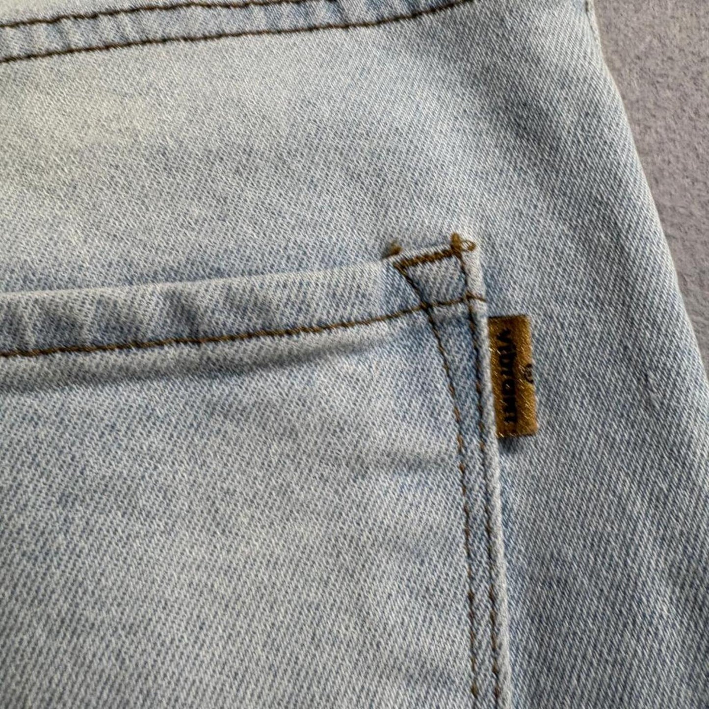 Vibrant M.I.U. Distressed Wide Leg Jeans Womens Size 7 W27 Light Wash High Rise