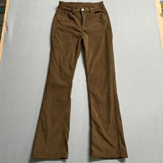 Shein Corduroy Flare Pants Womens Size 6 Brown High Rise Stretch Ribbed