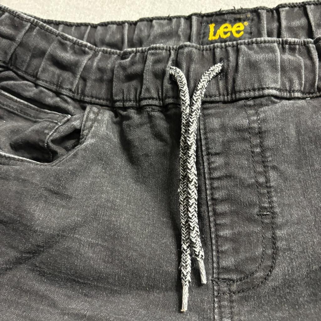 Lee Boys Jeans Size L 14/16 Black Denim Elastic Waist Drawstring Stretch