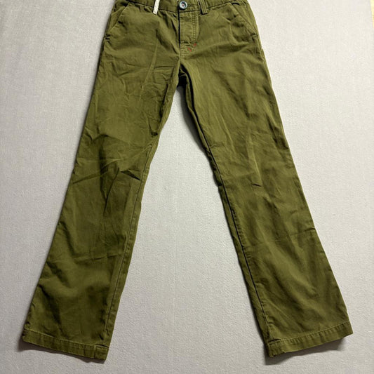 Trovata Boys Chino Pants Size 30 Olive Green 100% Cotton Button Fly Straight Leg