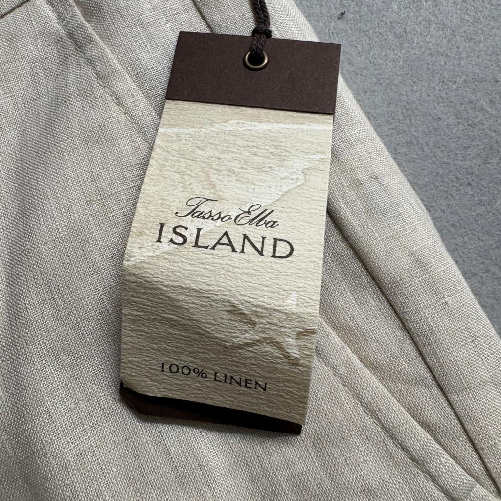 Tasso Elba Island Mens 38x30 Linen Pants Beige Flat Front Summer Beach Trousers
