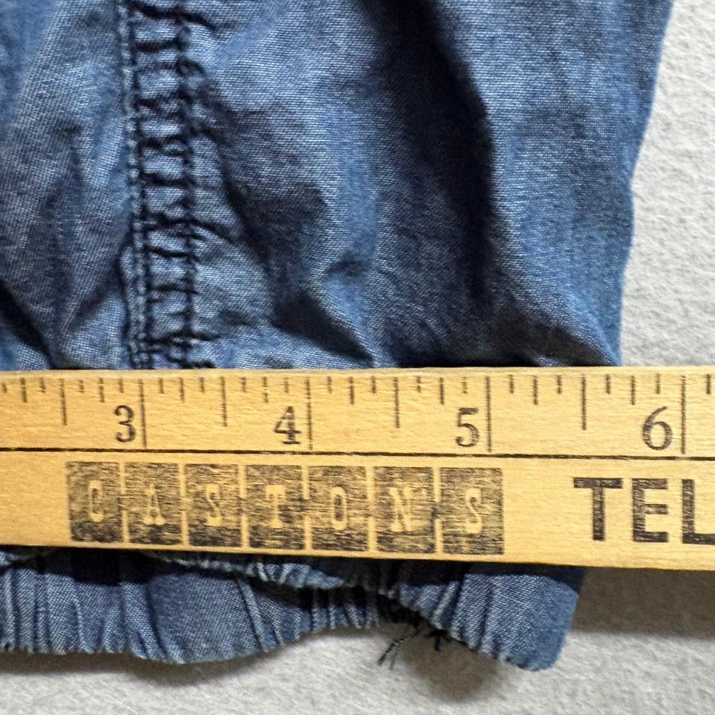 Joe Fresh Cargo Jogger Pants Womens 10 Blue Cotton Chambray Drawstring Elastic