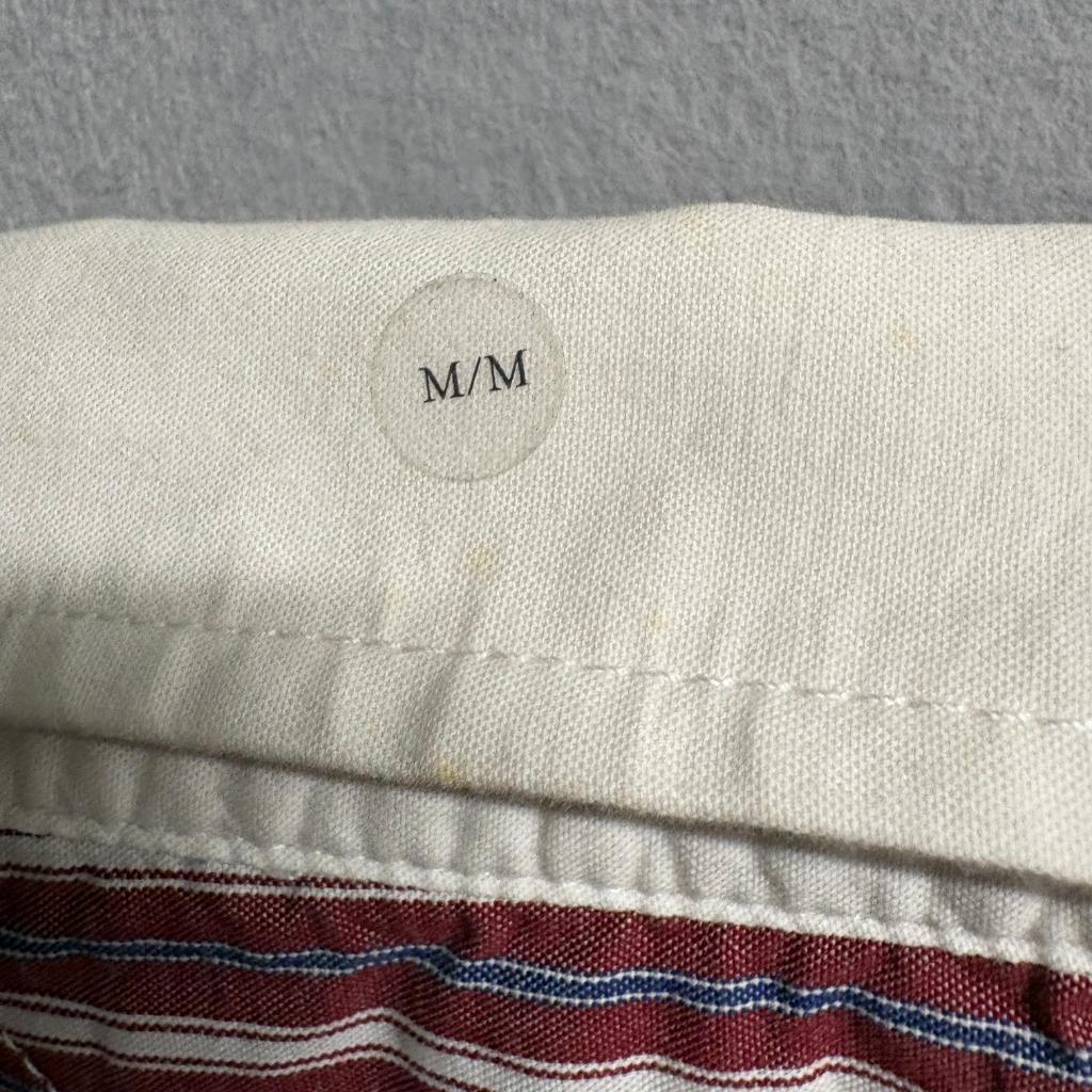 Tommy Hilfiger Shirt Mens Medium Red White Striped Custom Fit Crest Logo Long
