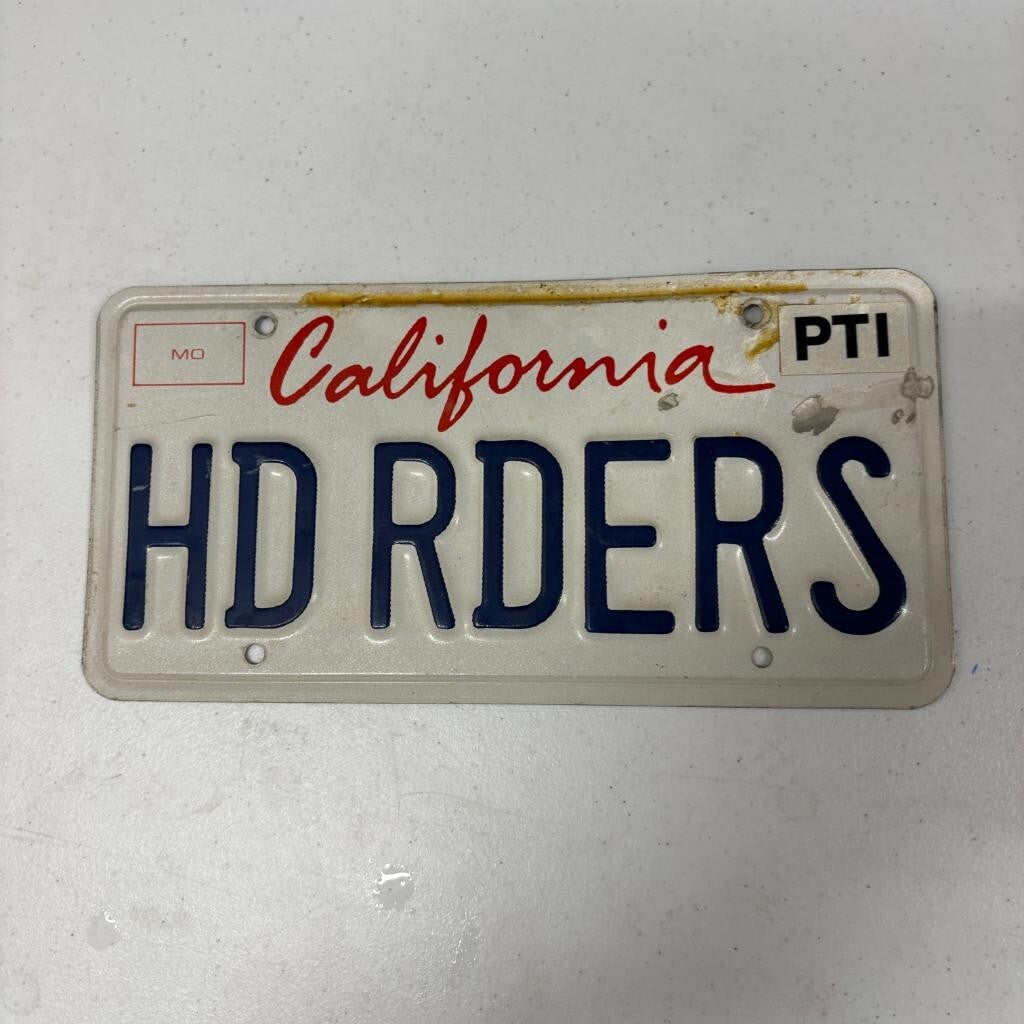 California Motorcycle License Plate HD RDERS Harley Davidson Rider Vanity Plate