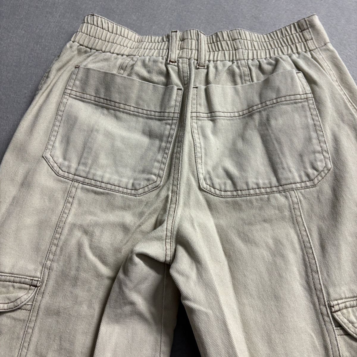 RSQ Cargo Pants Womens Small Khaki Beige Cotton Wide Leg Utility High Rise