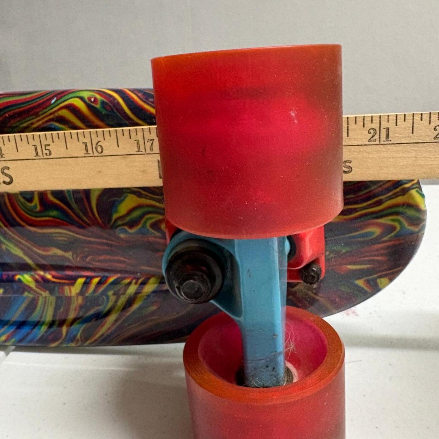 Madd Gear Retro Plastic Cruiser Skateboard 22 Inch Blue Deck Tie Dye Bottom