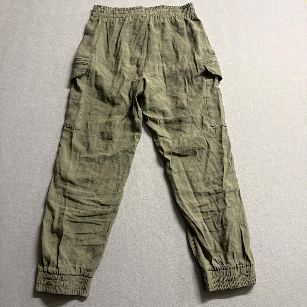 Lulus Olive Green Cargo Jogger Pants Womens Medium Rayon Elastic Waist Utility
