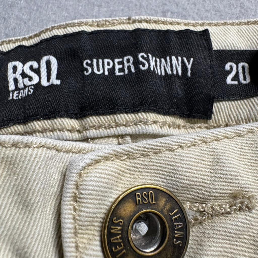 RSQ Jeans Mens Super Skinny Khaki Pants Size 20 Beige Cotton Blend Stretch