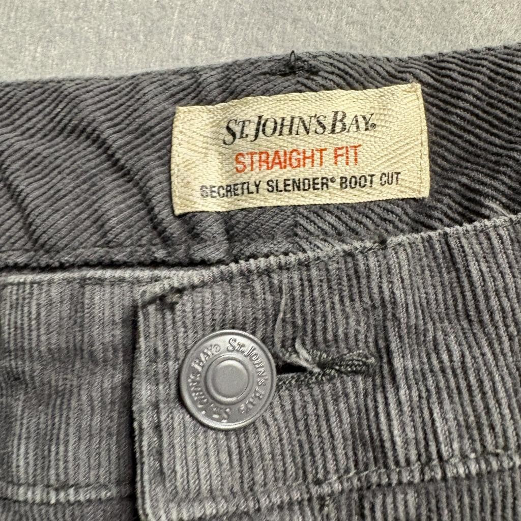 St Johns Bay Corduroy Pants Womens 14 Average Gray Secretly Slender Bootcut