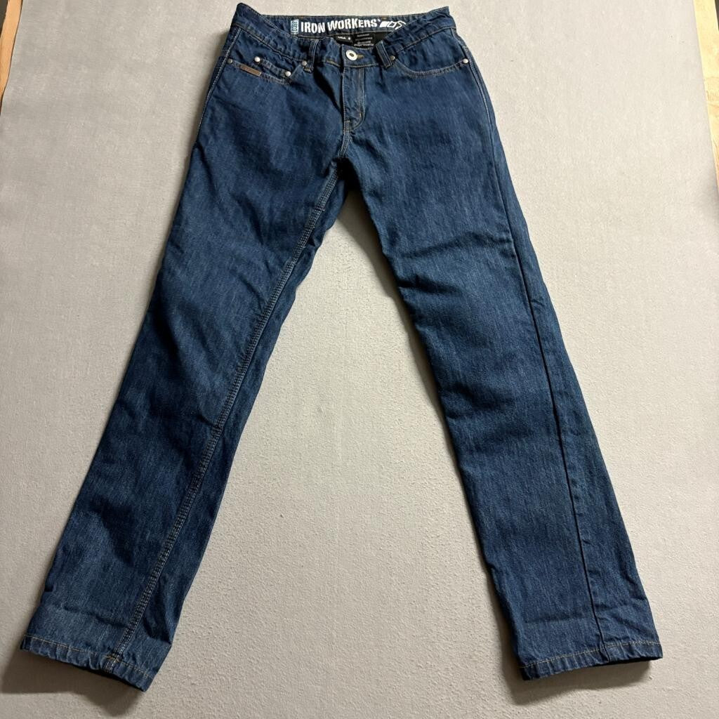 Iron Workers Kevlar Reinforced Motorcycle Jeans Mens Size 8 Blue Denim Riding