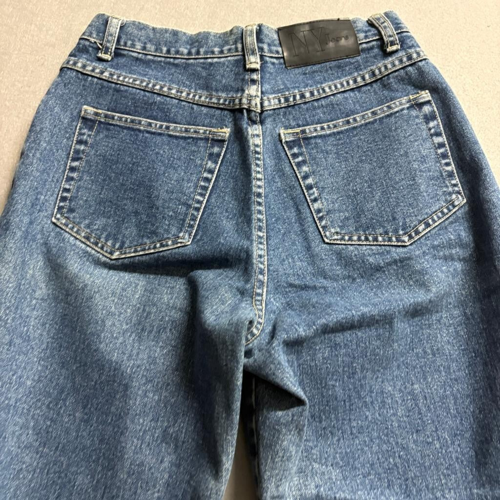 Vintage NY Jeans Womens Size 6 Easy High Rise Tapered Mom Blue Denim Hong Kong