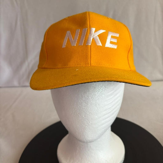 Vintage Nike Spellout Snapback Hat Yellow Kee & Ed Made in China Cap