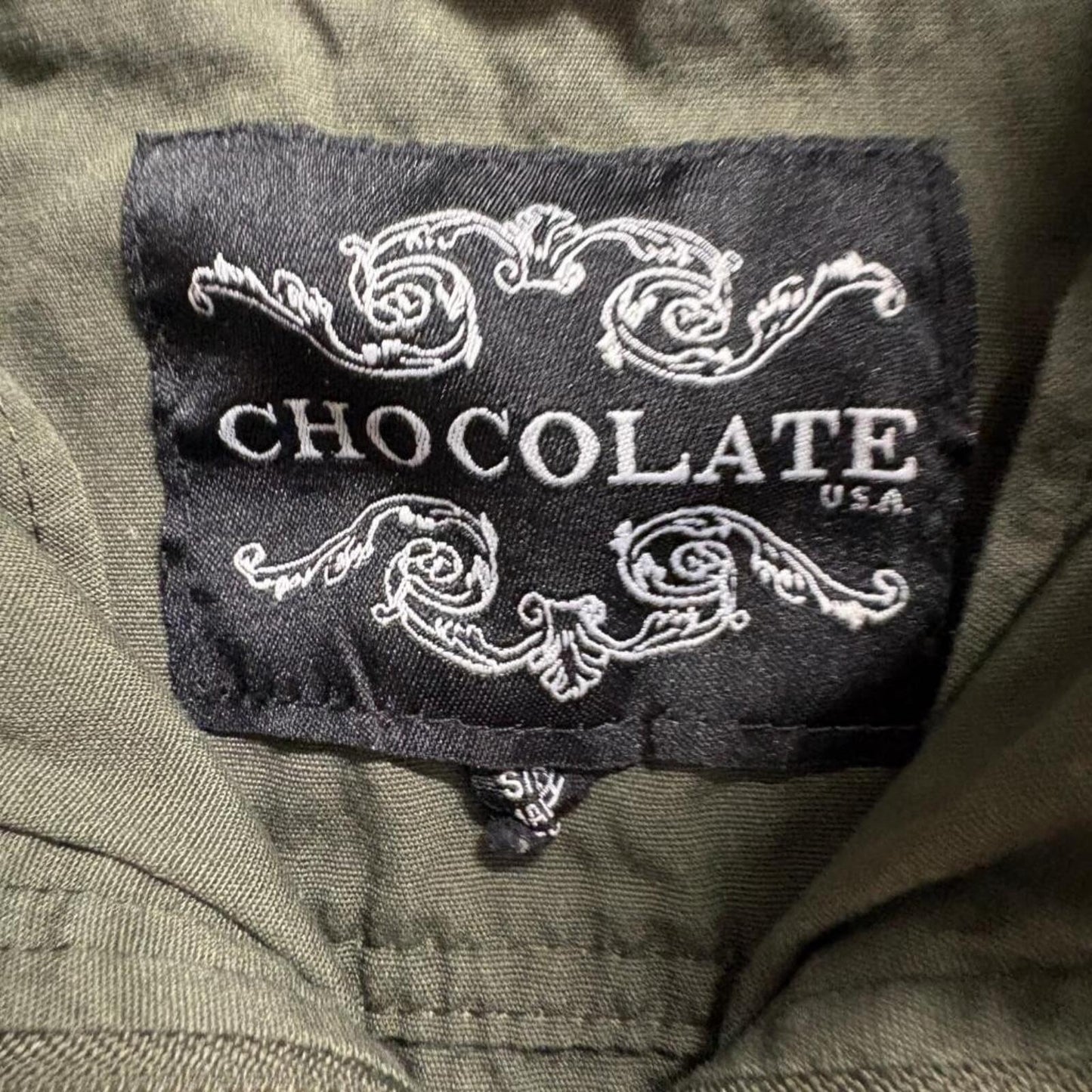 Chocolate USA Womens Utility Jacket Size S Olive Green Hooded Military Anorak