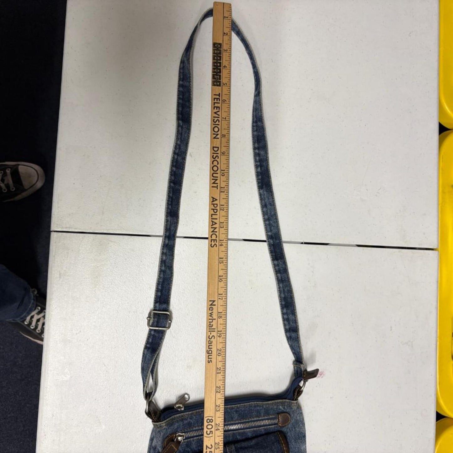 Vintage Y2K Denim Crossbody Bag Blue Jean Small Messenger Purse Faux Leather