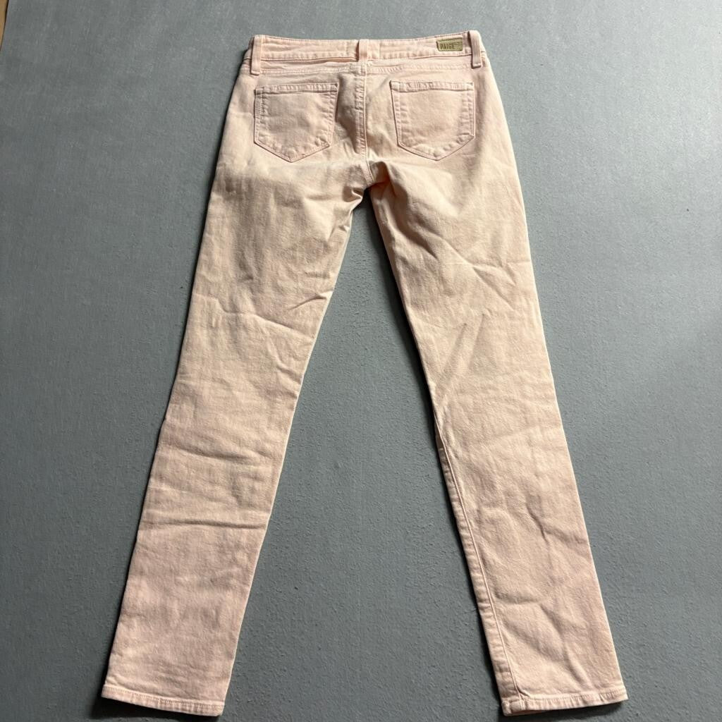 Paige Skyline Ankle Peg Jeans Womens 26 Pink Distressed Ripped Denim Stretch