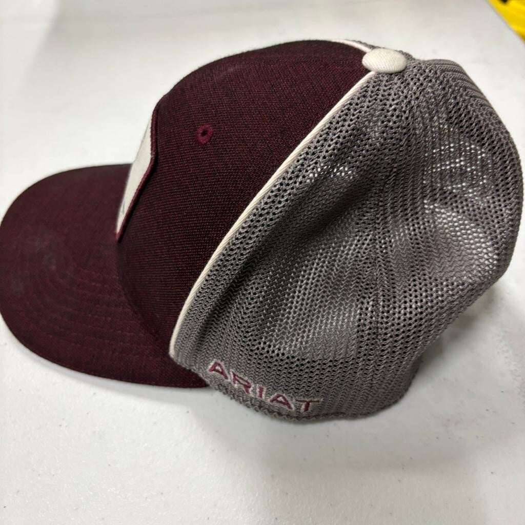 Ariat Trucker Hat Mens One Size Maroon Gray Flexfit 110 Snapback Mesh Cap