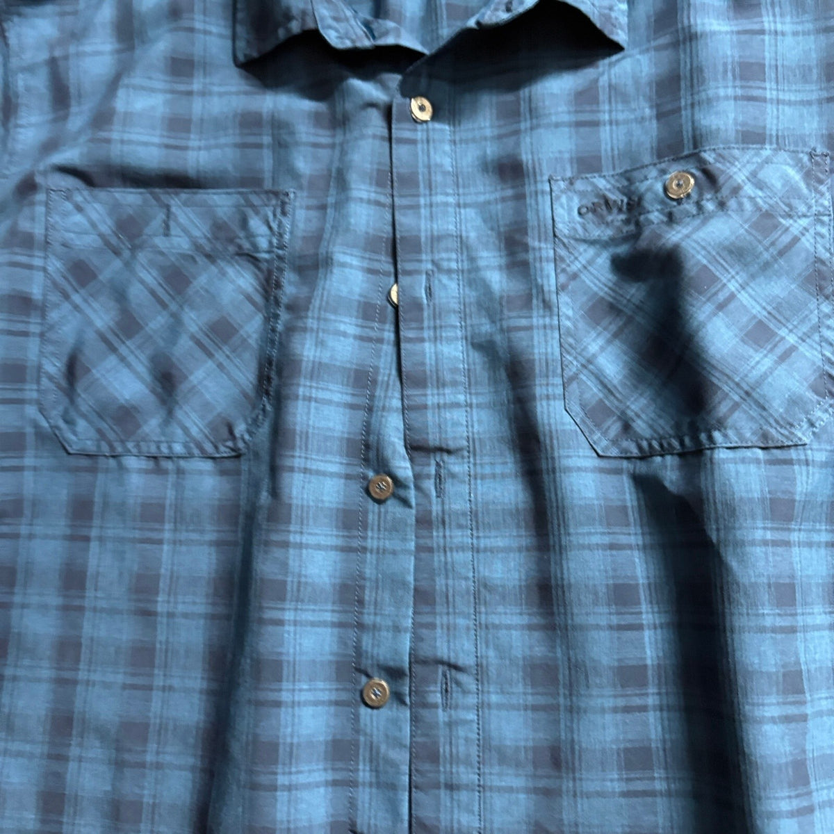 Orvis Plaid Button Down Shirt Mens XXL Blue Short Sleeve Classic Collection