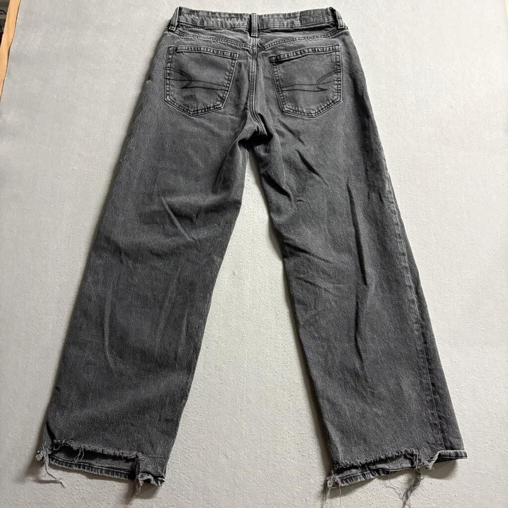 American Eagle Real Good Wide Leg Jeans Womens Size 8 Long Gray Denim Stretch