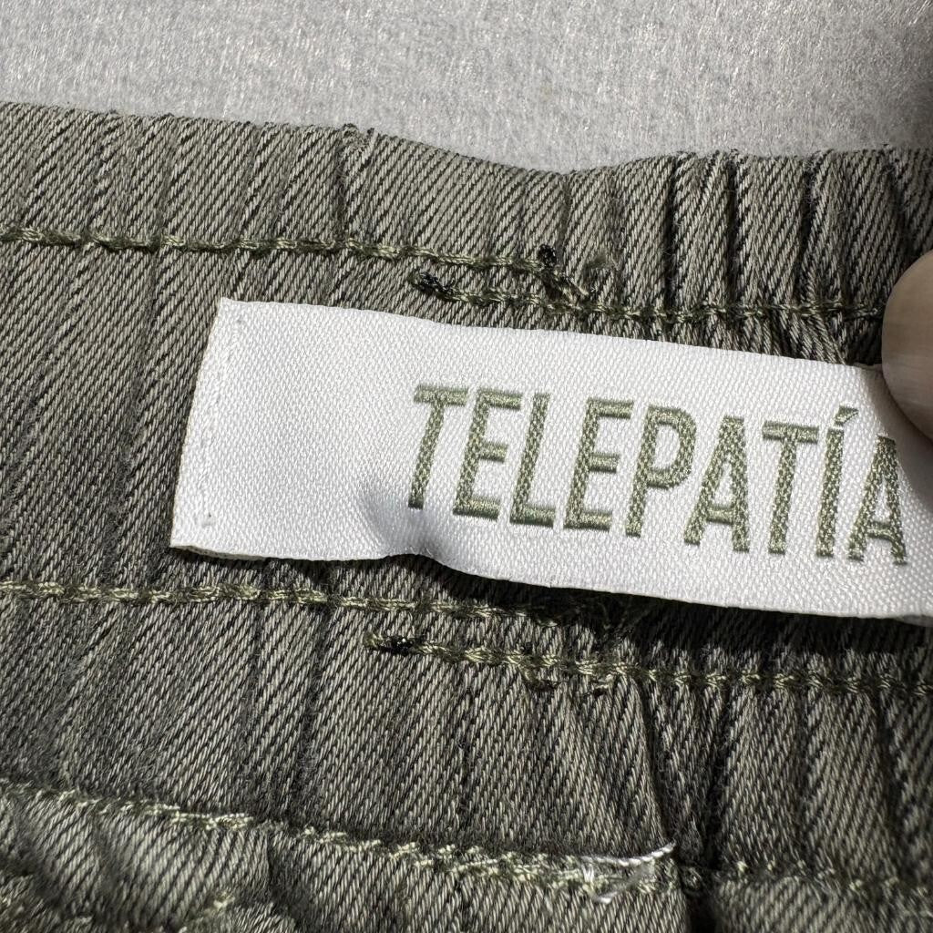 Telepatia Womens Cargo Jogger Pants Size 7/28 Olive Green Utility Elastic Waist