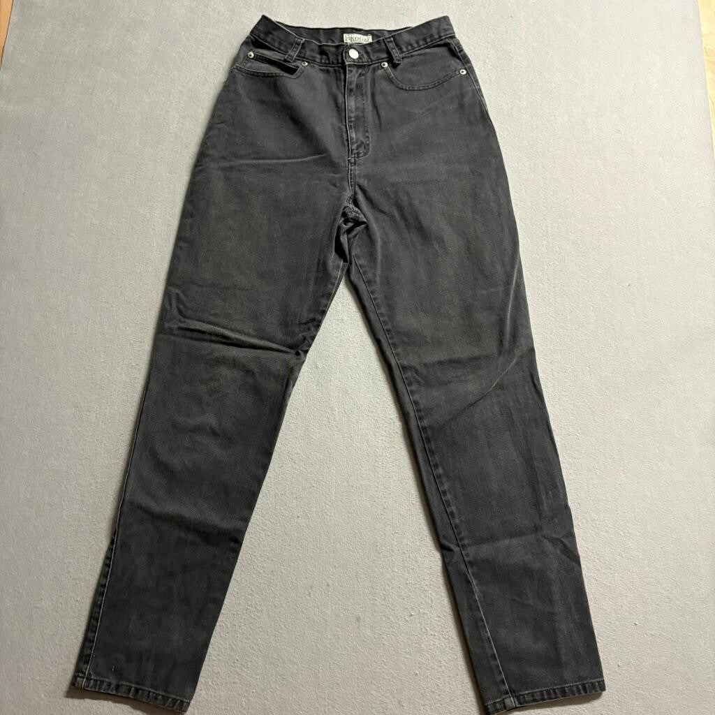 Skoozi Vintage High Rise Mom Jeans Womens 26 Black Denim Tapered Leg Dungaree