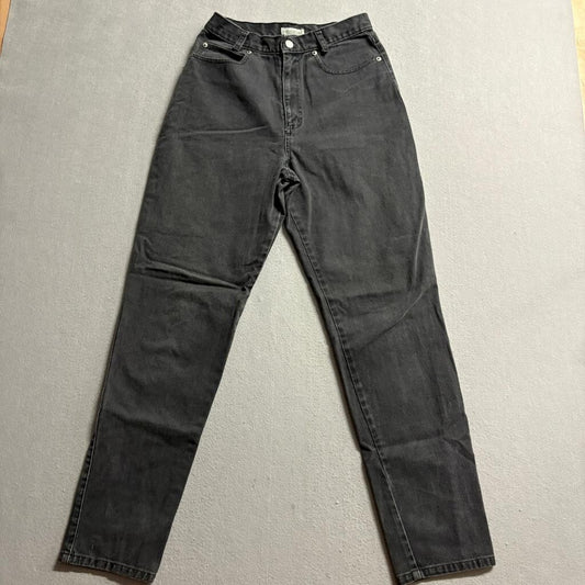 Skoozi Vintage High Rise Mom Jeans Womens 26 Black Denim Tapered Leg Dungaree