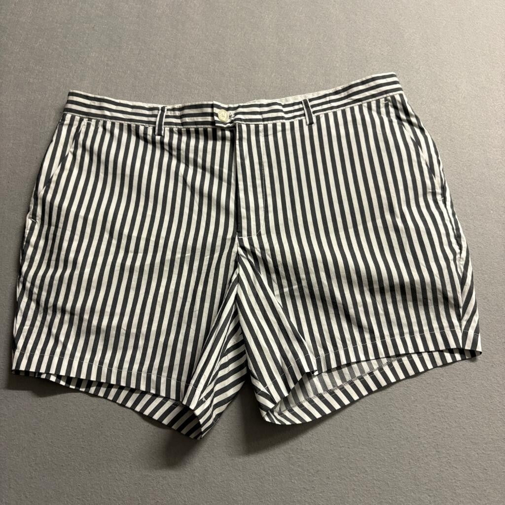 Calvin Klein Striped Shorts Womens 38 Black White Cotton Blend Casual