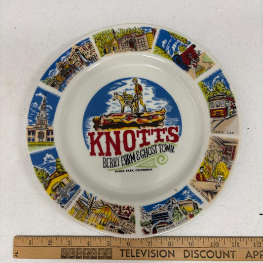 Vintage Knotts Berry Farm Ghost Town Souvenir Plate Buena Park California 9.25"
