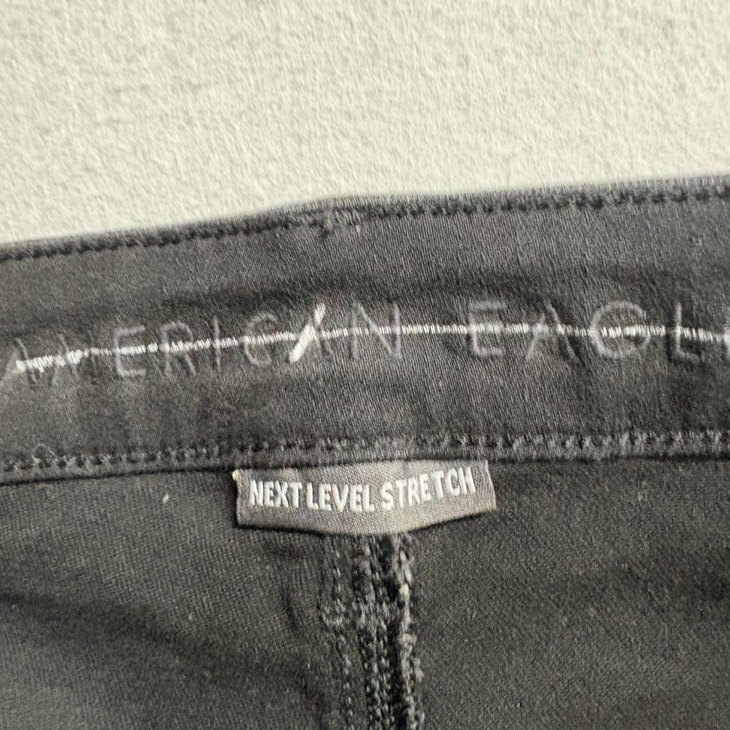 American Eagle Next Level Stretch Jeans Womens 16 Regular Black Distressed