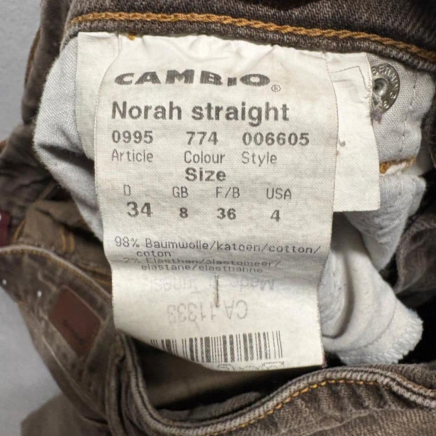 Cambio Norah Straight Leg Pants Womens Size 4 Brown Cotton Blend Stretch